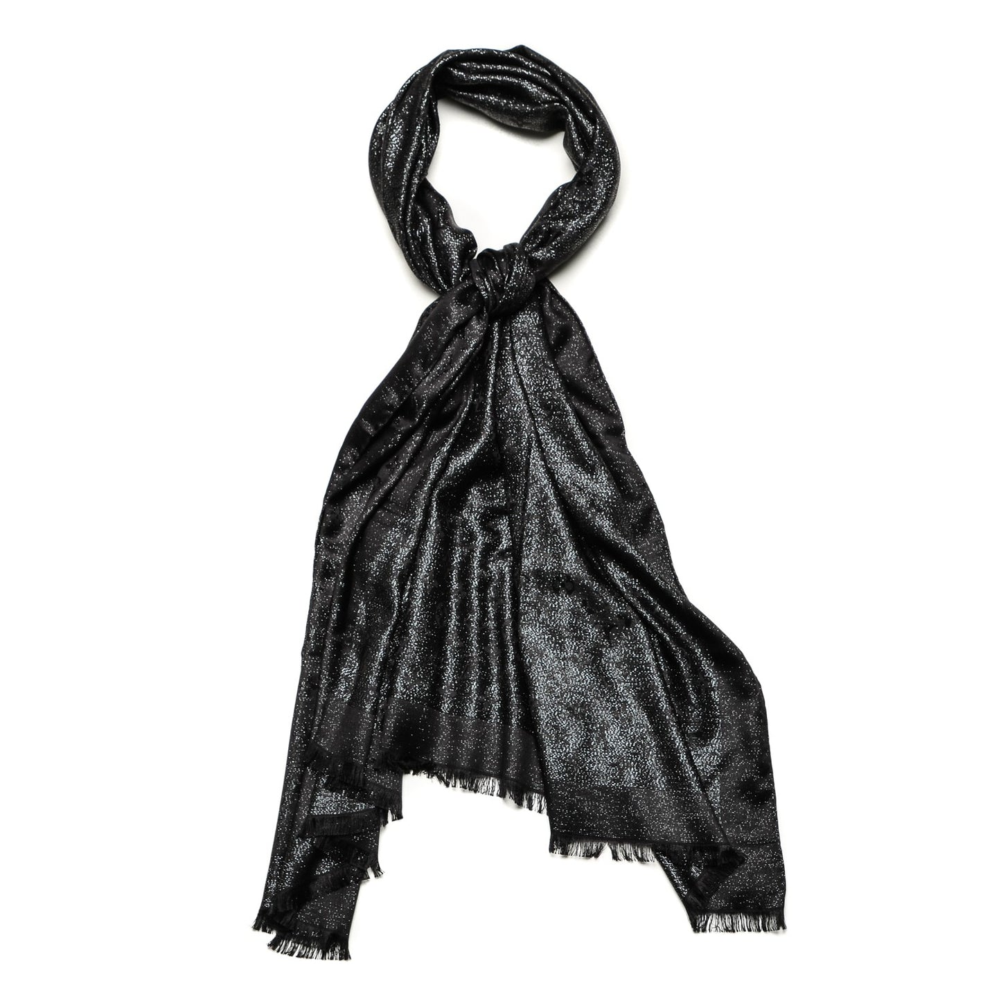 Silk Monogram Scarf Black