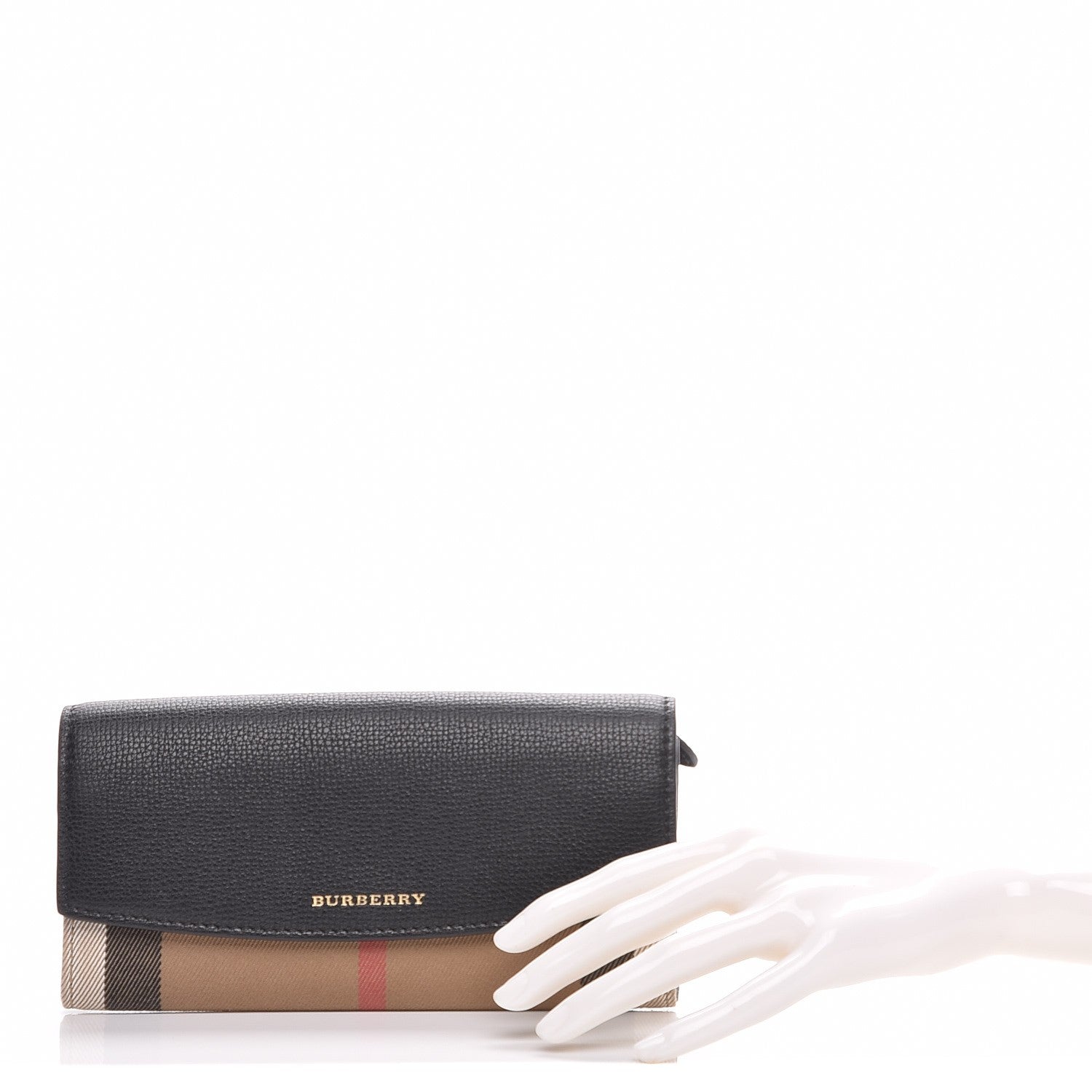 Burberry Calfskin House Check Porter Continental Wallet Black 2 of 7