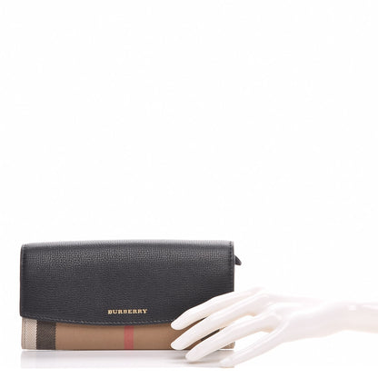 Burberry Calfskin House Check Porter Continental Wallet Black 2 of 7
