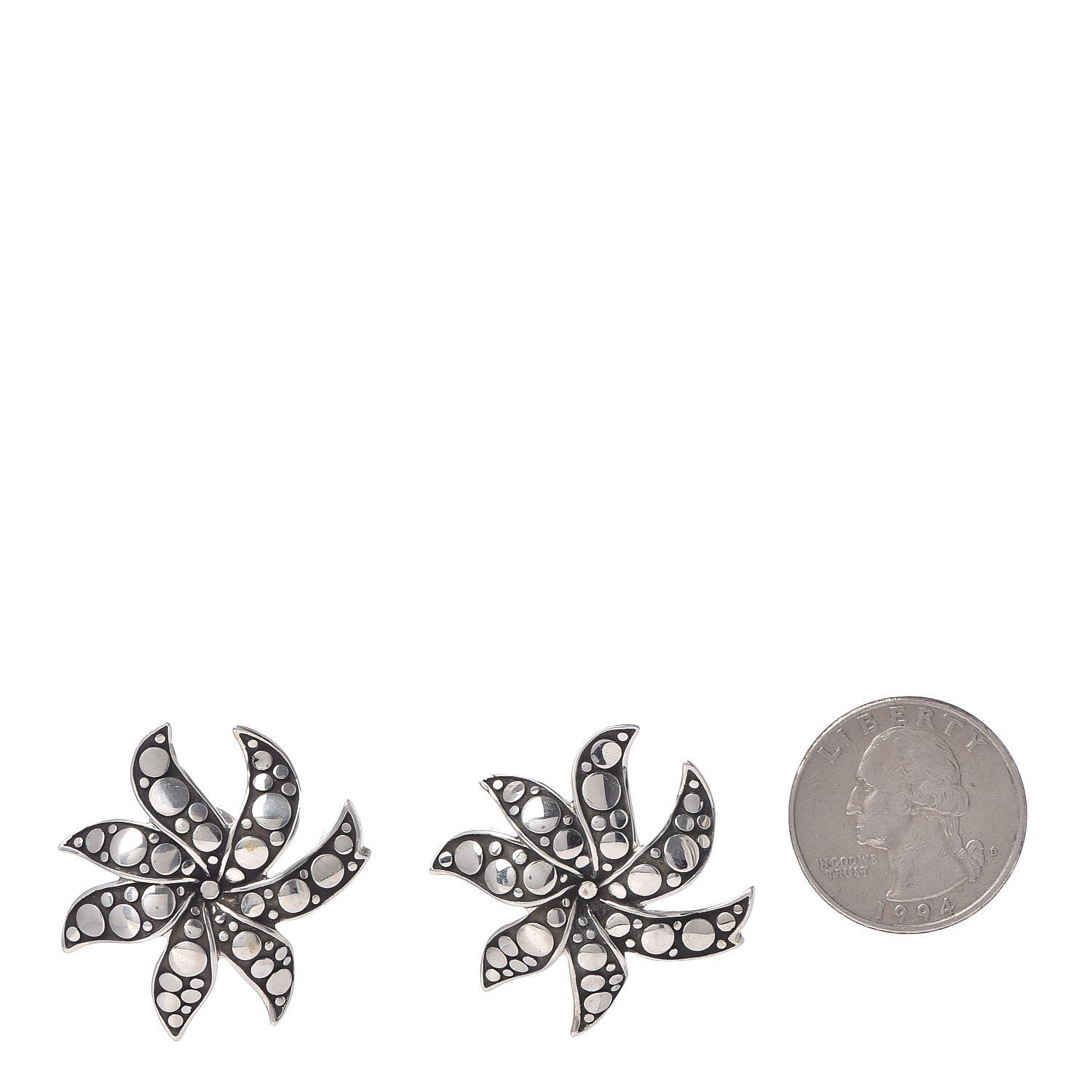 John Hardy Sterling Silver Ayu Dot Jasmine Flower French Clip Earrings 2 of 6
