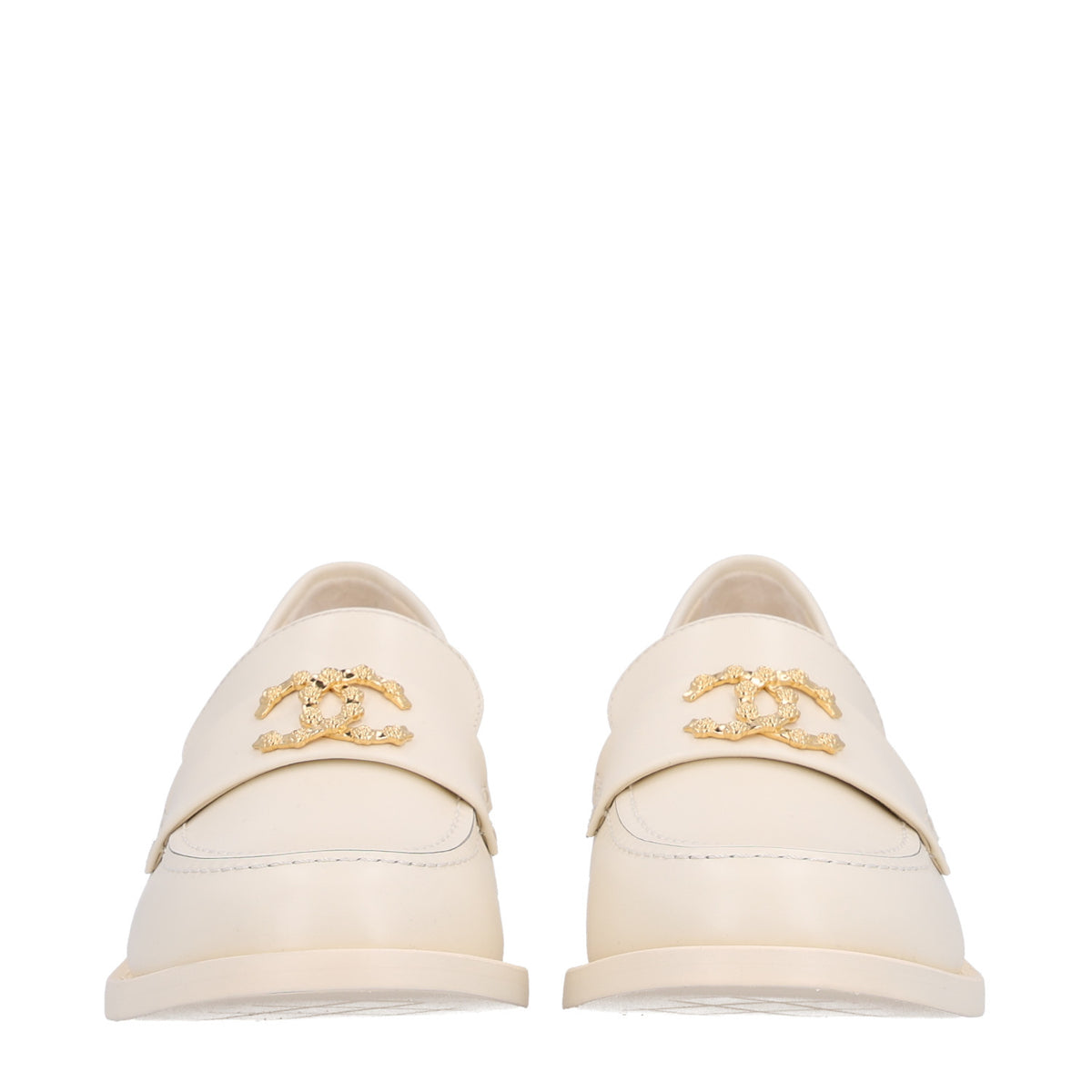 Calfskin Camellia CC Loafers 39.5 Ivory