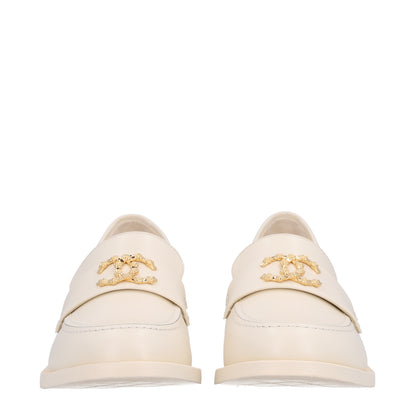 Chanel Calfskin Camellia CC Loafers 39.5 Ivory 3 of 11