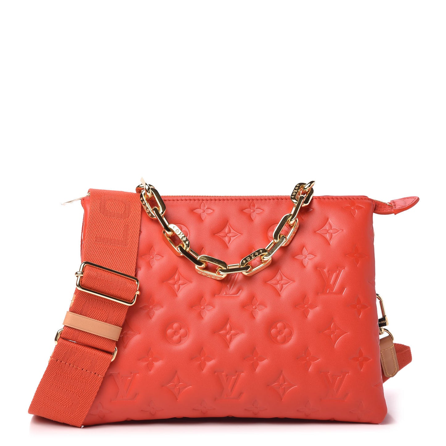 Lambskin Embossed Monogram Coussin PM Red