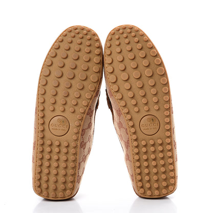 Gucci GG Monogram Suede Mens Driver Loafers 8 Beige Ruggine Cuir 6 of 9