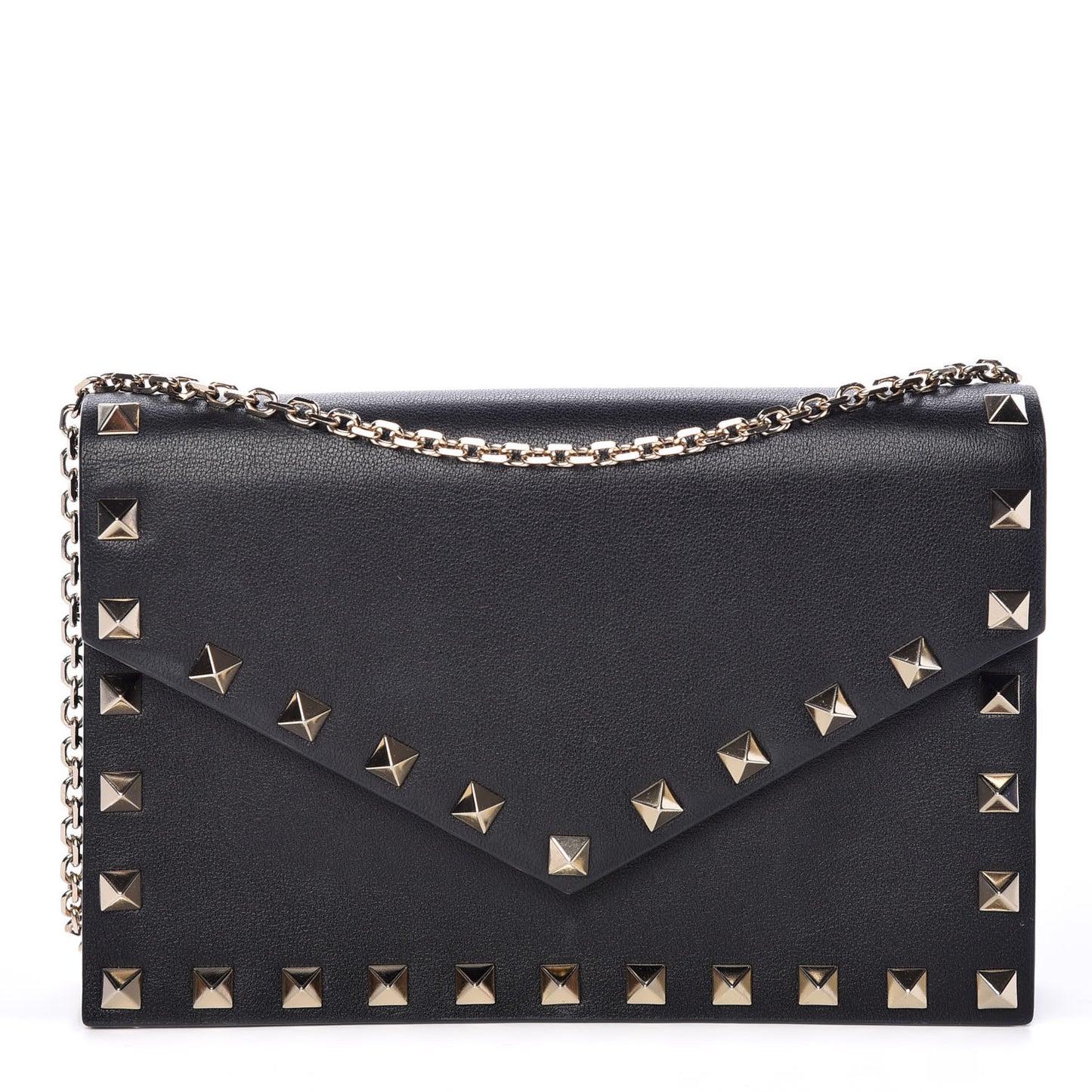 Vitello Rockstud Envelope Wallet on Chain Black