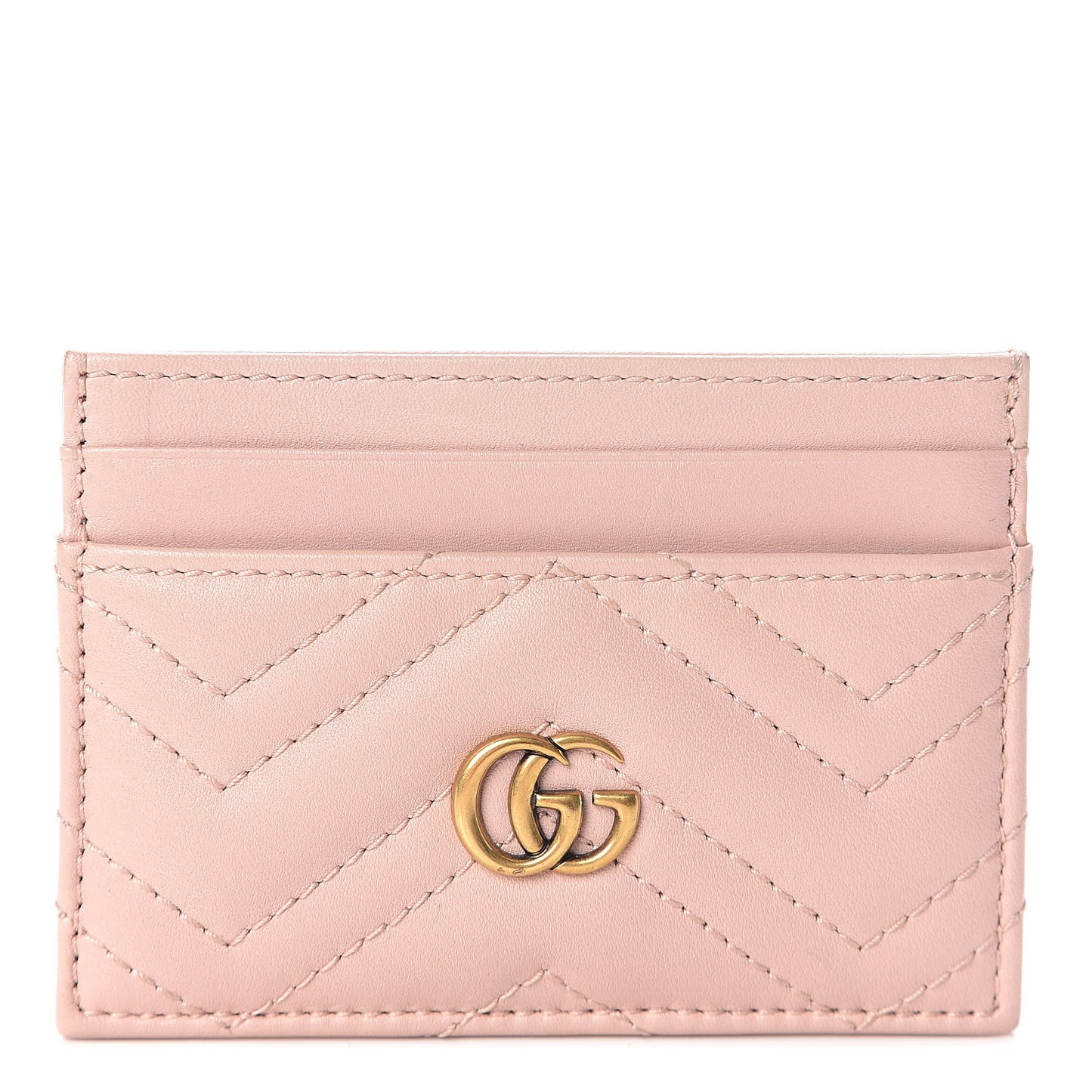 Calfskin Matelasse GG Marmont Card Holder Perfect Pink