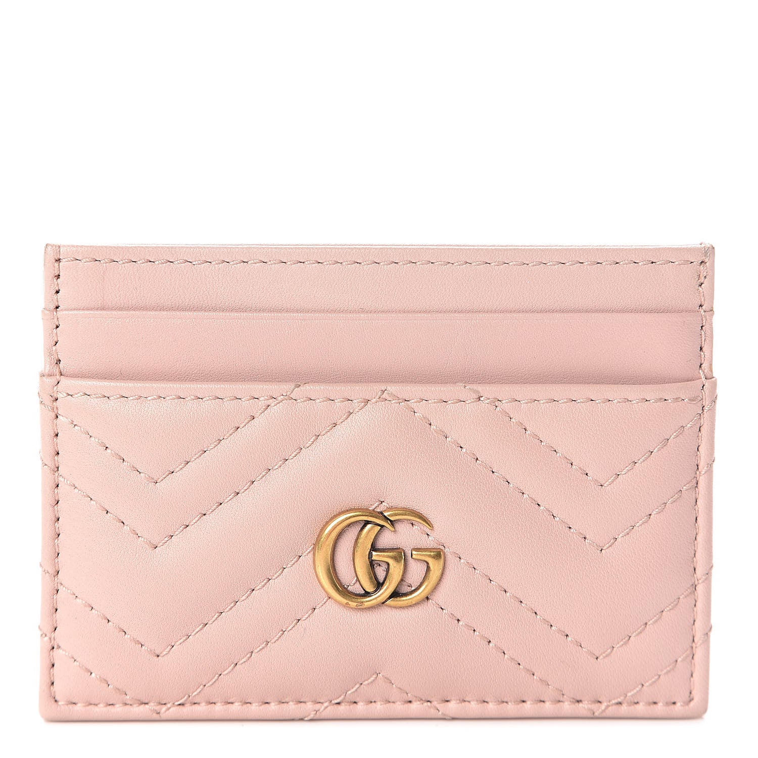 Gucci Calfskin Matelasse GG Marmont Card Holder Perfect Pink 1 of 7