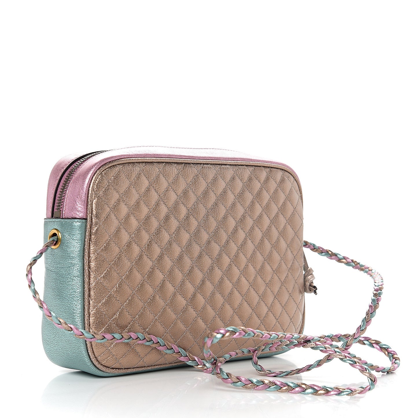 Laminated Nappa Trapuntata Small Zumi Shoulder Bag Rosa Lago Rame