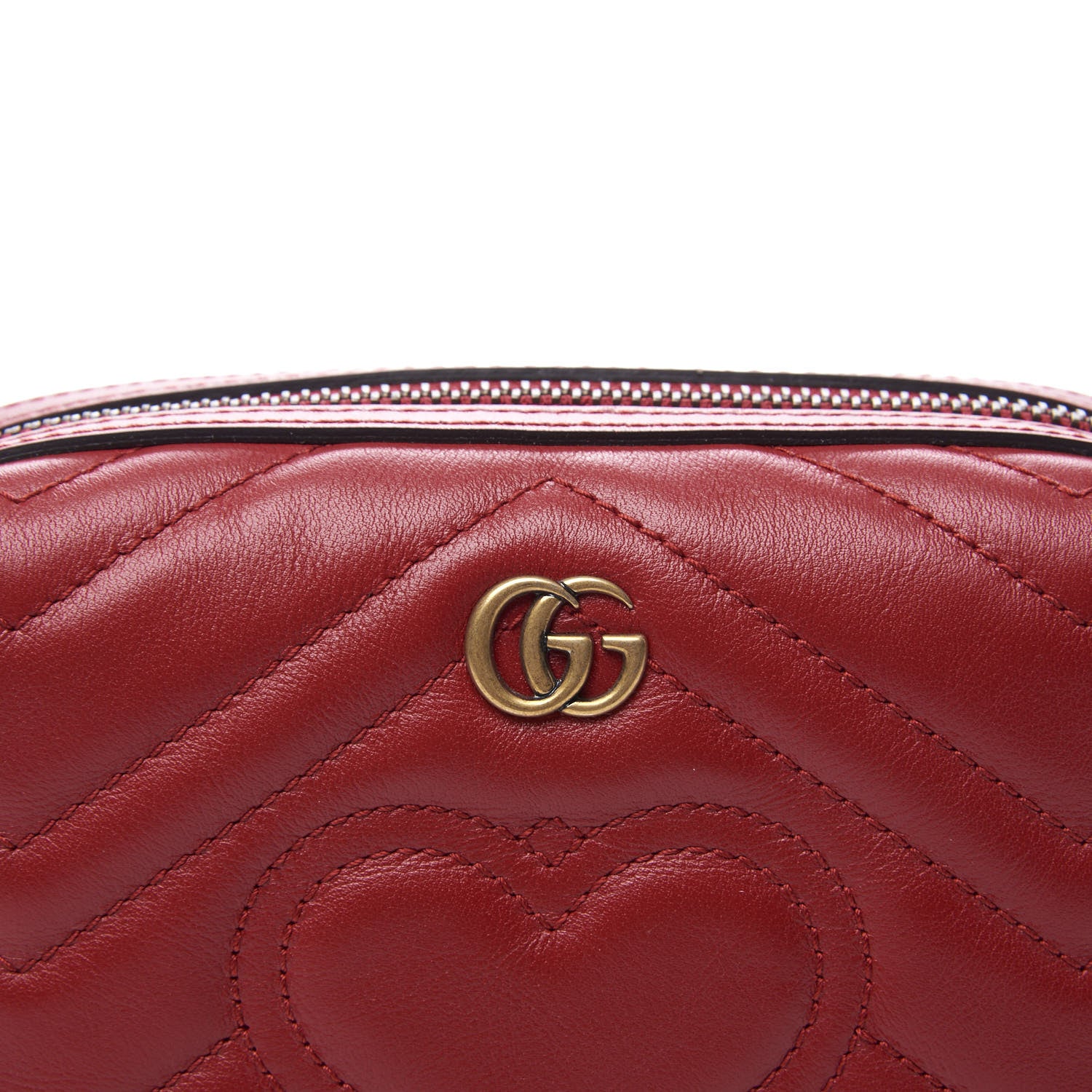 Gucci Calfskin Matelasse GG Marmont Cosmetic Case Hibiscus Red 6 of 7