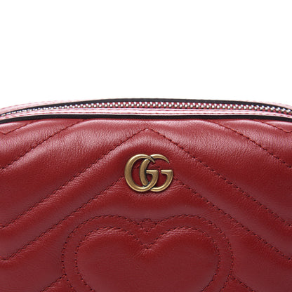 Gucci Calfskin Matelasse GG Marmont Cosmetic Case Hibiscus Red 6 of 7