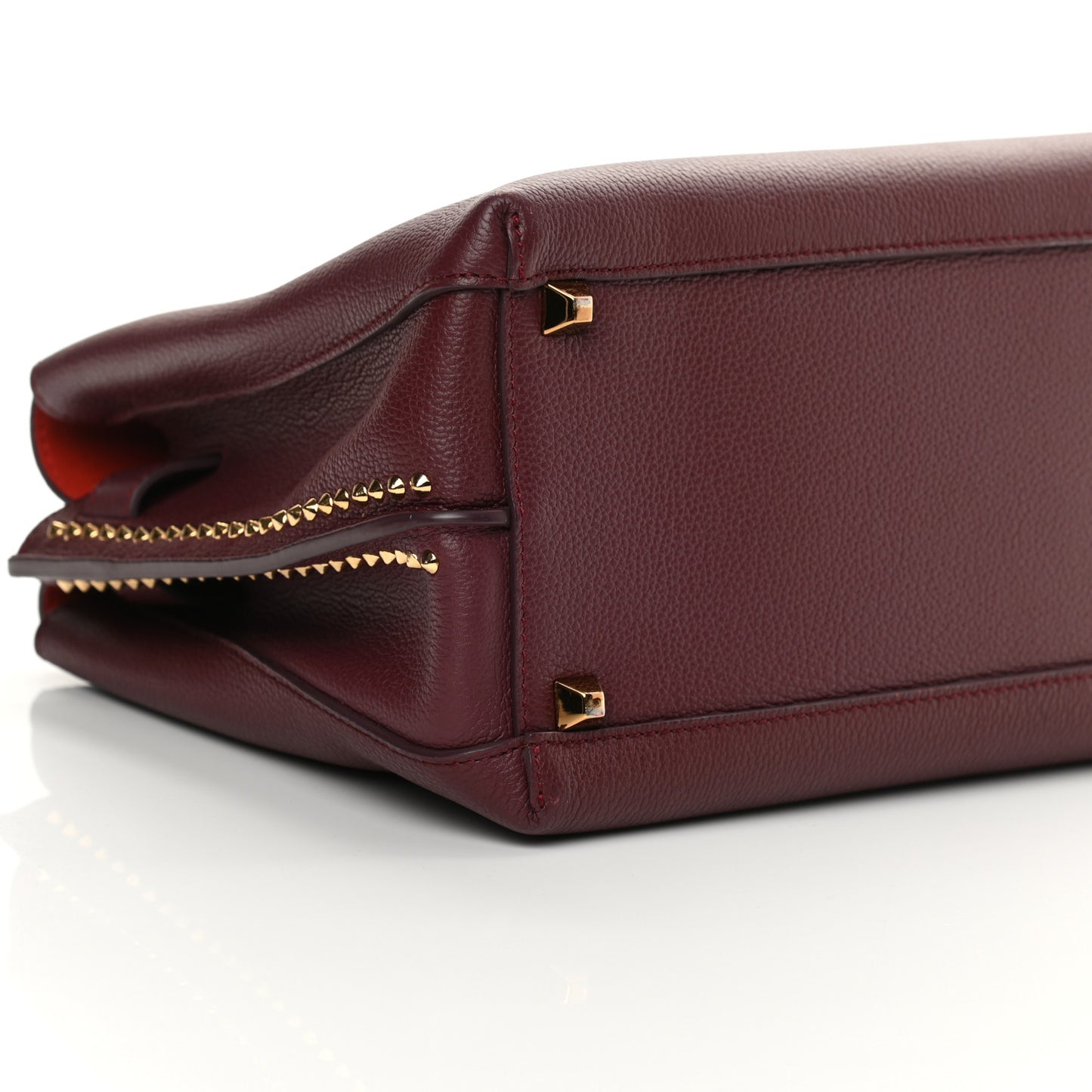 Grained Calfskin Studded Medium Milla Tote Rustic Brown