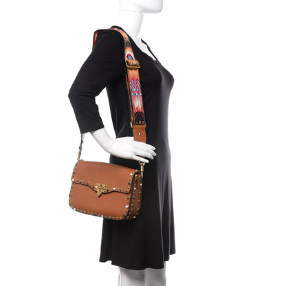 Valentino Garavani Calfskin Enchanted Wonderland Medium Guitar Strap Rockstud Rolling Flap Saddle Bag Light Cuir 2 of 9