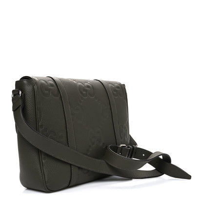 Gucci Piuma Calfskin Jumbo GG Embossed Double Buckle Medium Messenger Bag Dark Vintage Olive 3 of 10