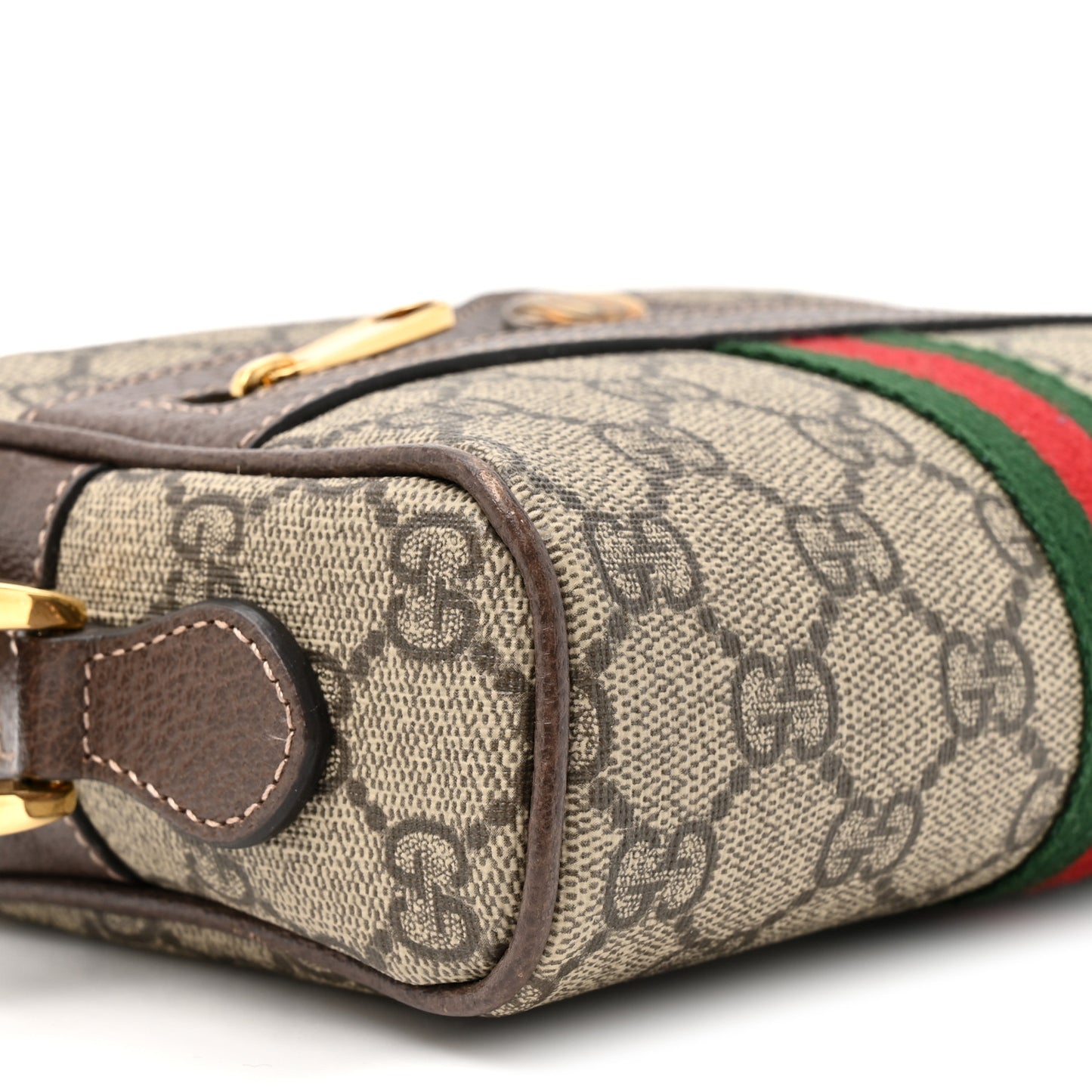 GG Supreme Monogram Web Mini Ophidia Shoulder Bag Brown