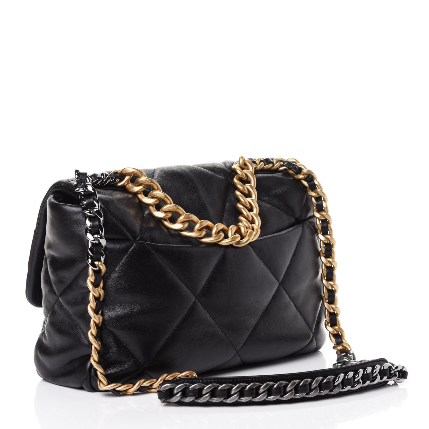 Lambskin Quilted Large Chanel 19 Flap Black