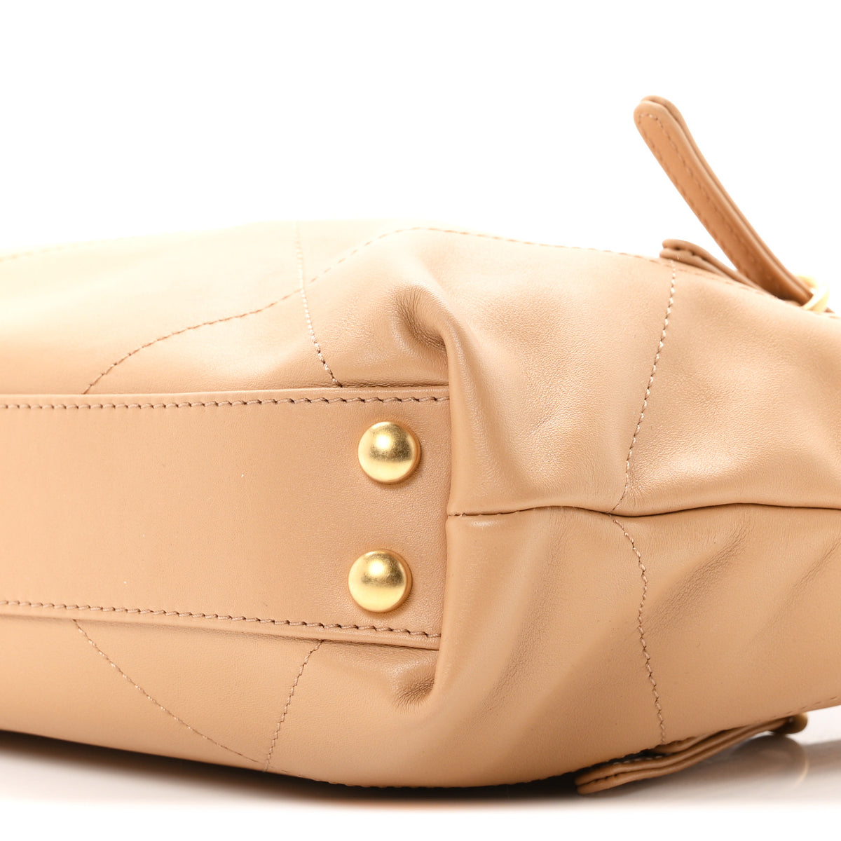 Calfskin Quilted Small Shopping Bag Beige