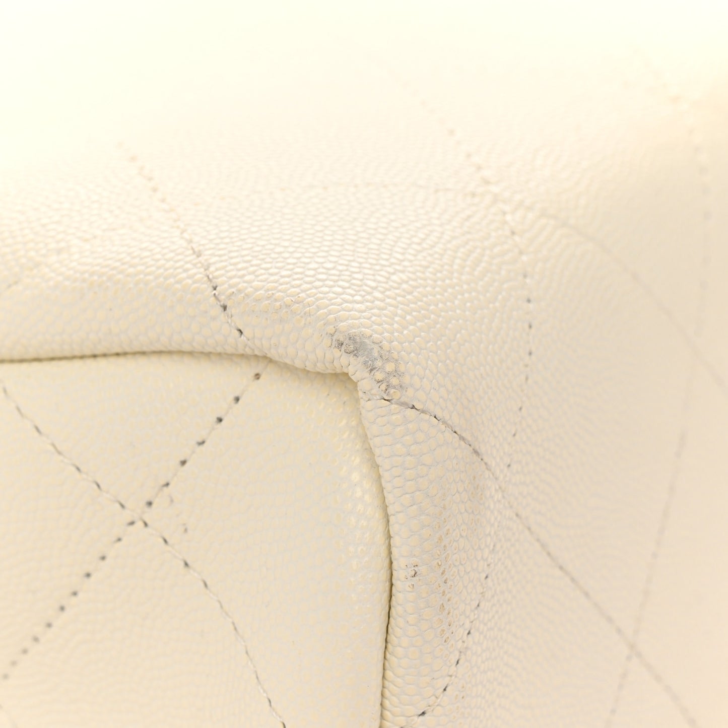 Caviar Stitched Large Shopping Tote White