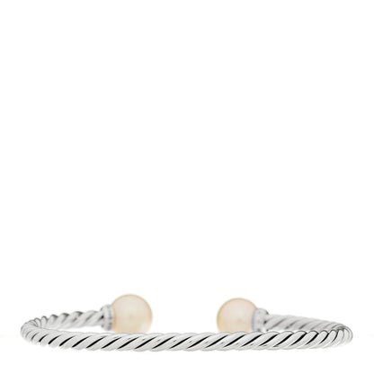 David Yurman Sterling Silver Diamond Pearl 9mm Solari Bracelet 2 of 3