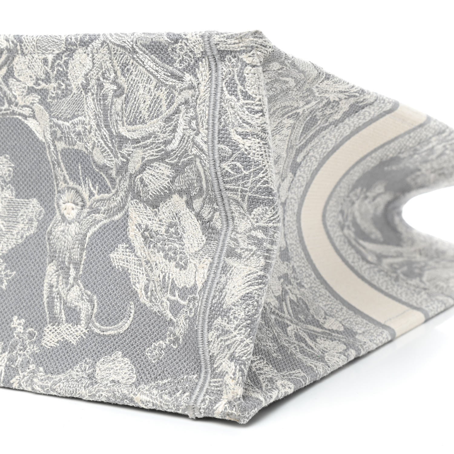 Christian Dior Canvas Embroidered Large Dioriviera Toile De Jouy Book Tote Gray 7 of 9