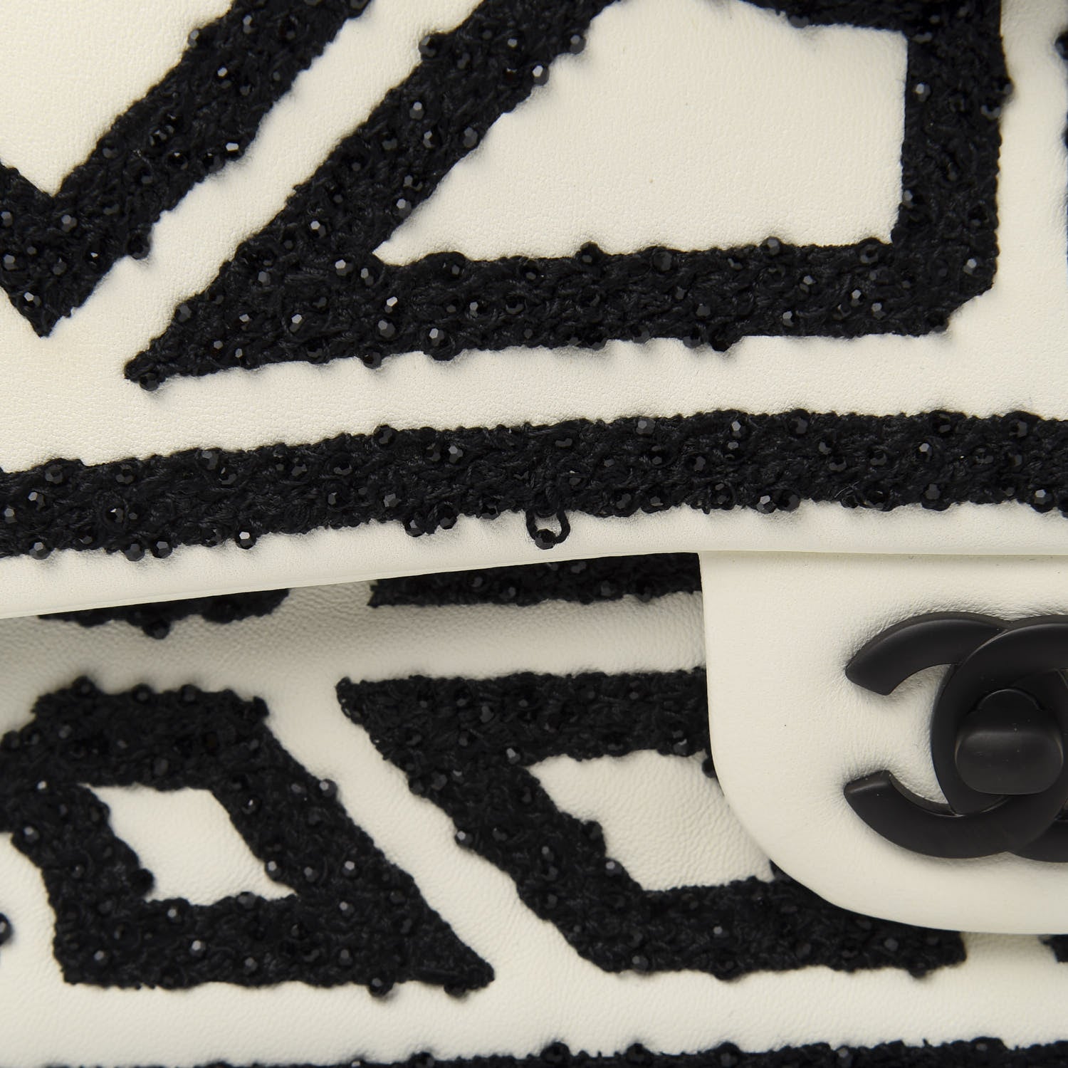 Chanel Lambskin Crystal Embroidered Medium Garden Of Versailles Double Flap Black White 13 of 17