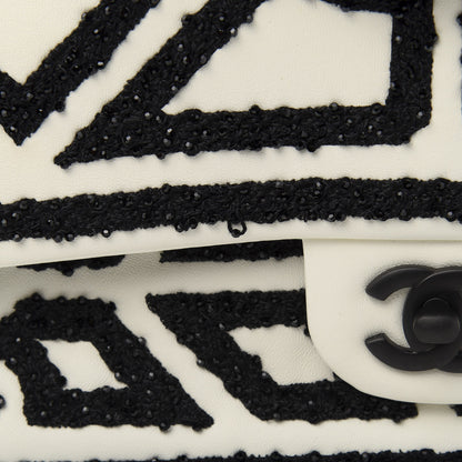 Chanel Lambskin Crystal Embroidered Medium Garden Of Versailles Double Flap Black White 13 of 17