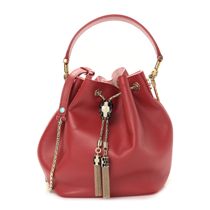 Bulgari Calfskin Serpenti Forever Bucket Bag Red 1 of 8