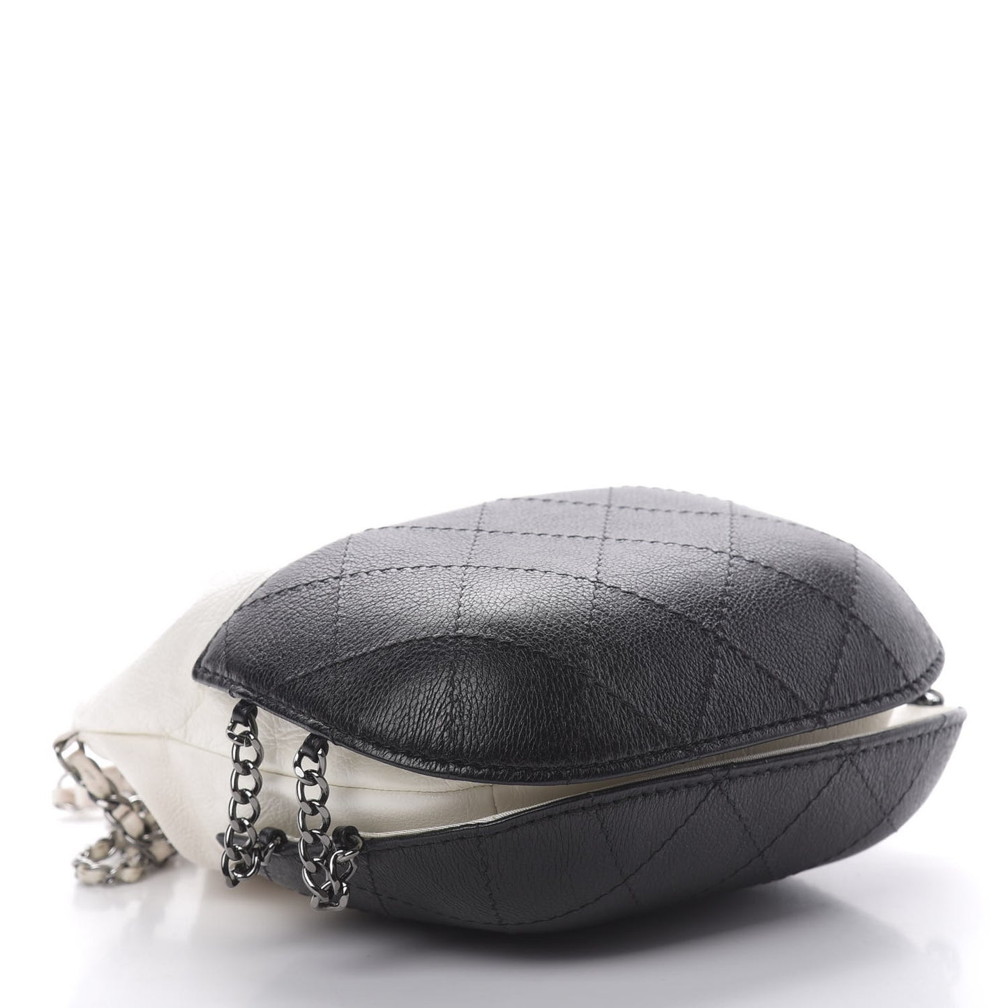 Aged Calfskin Quilted Small Gabrielle Bucket White Black