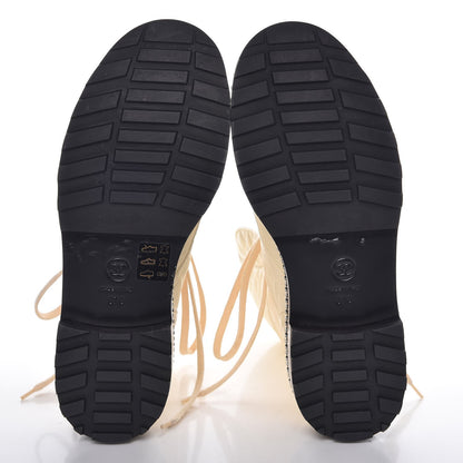 Chanel Lambskin Pearl Chain CC Combat Boots 37 Ivory Black 5 of 13