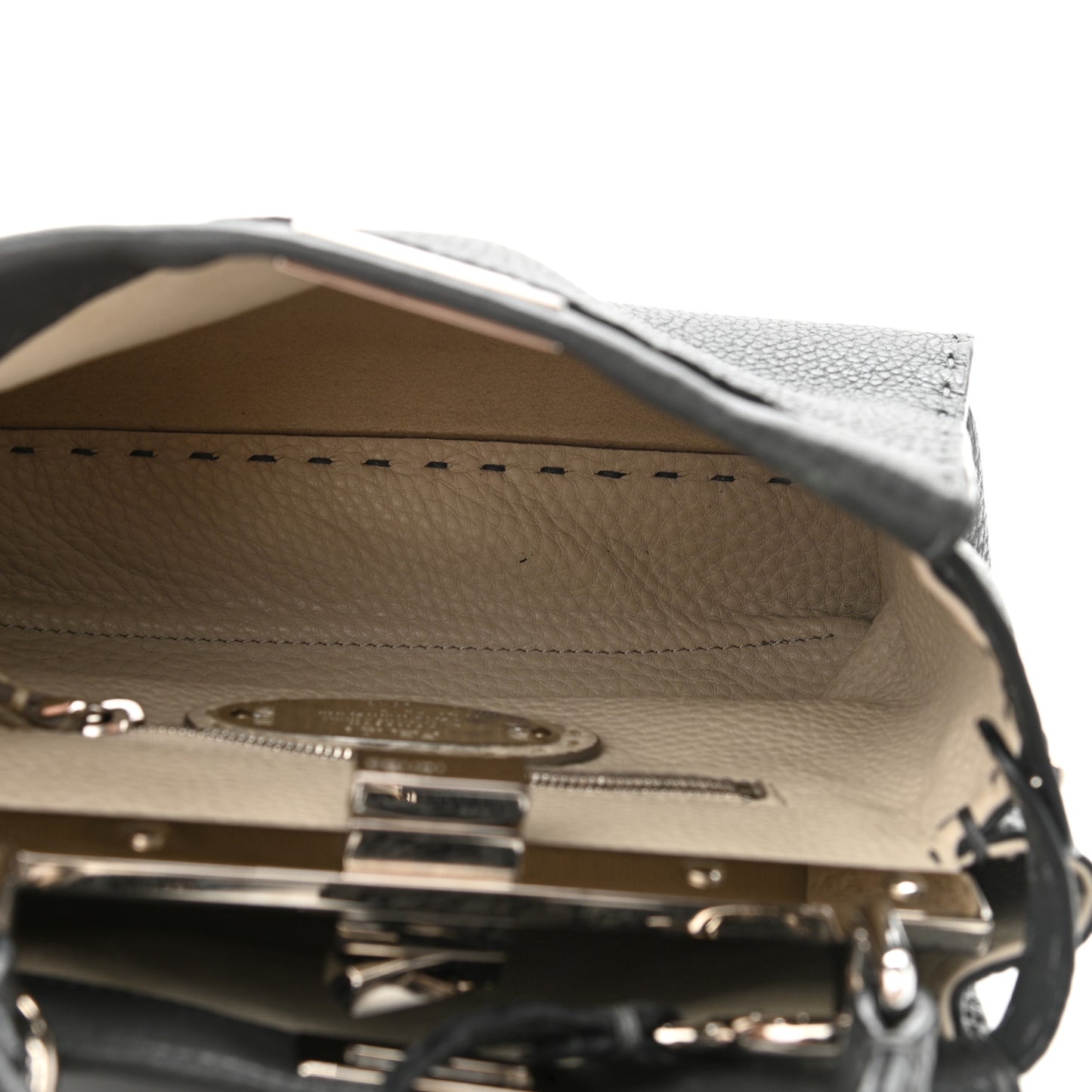 Cuoio Romano Selleria Bi-Color Mini Peekaboo Iconic Satchel Asfalto Latte