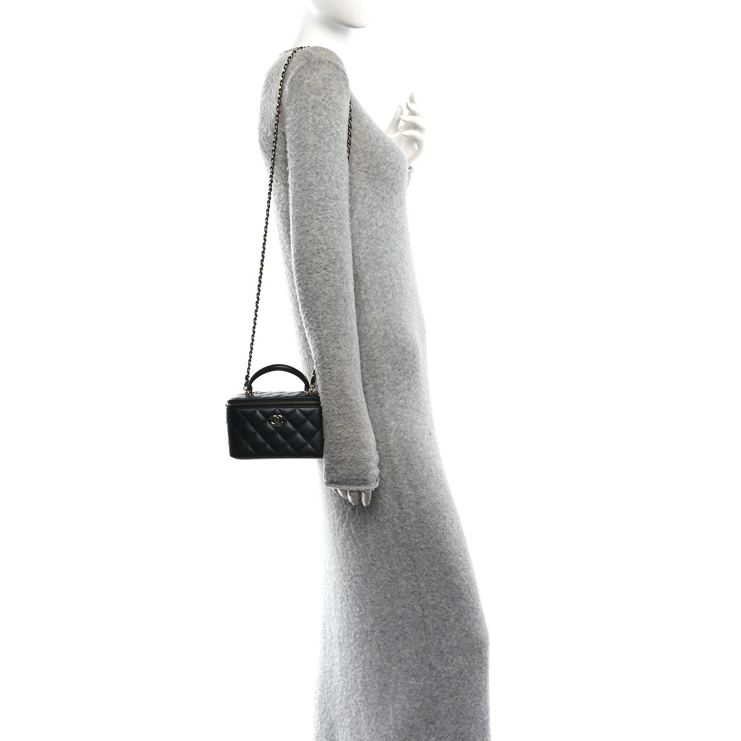 Chanel Lambskin Quilted Small Top Handle Vanity Case With Chain Black 2 of 11