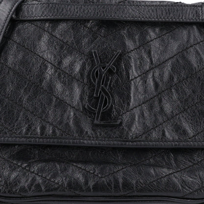 Saint Laurent Crinkled Calfskin Matelasse Monogram Medium Niki Chain Satchel Storm 7 of 9