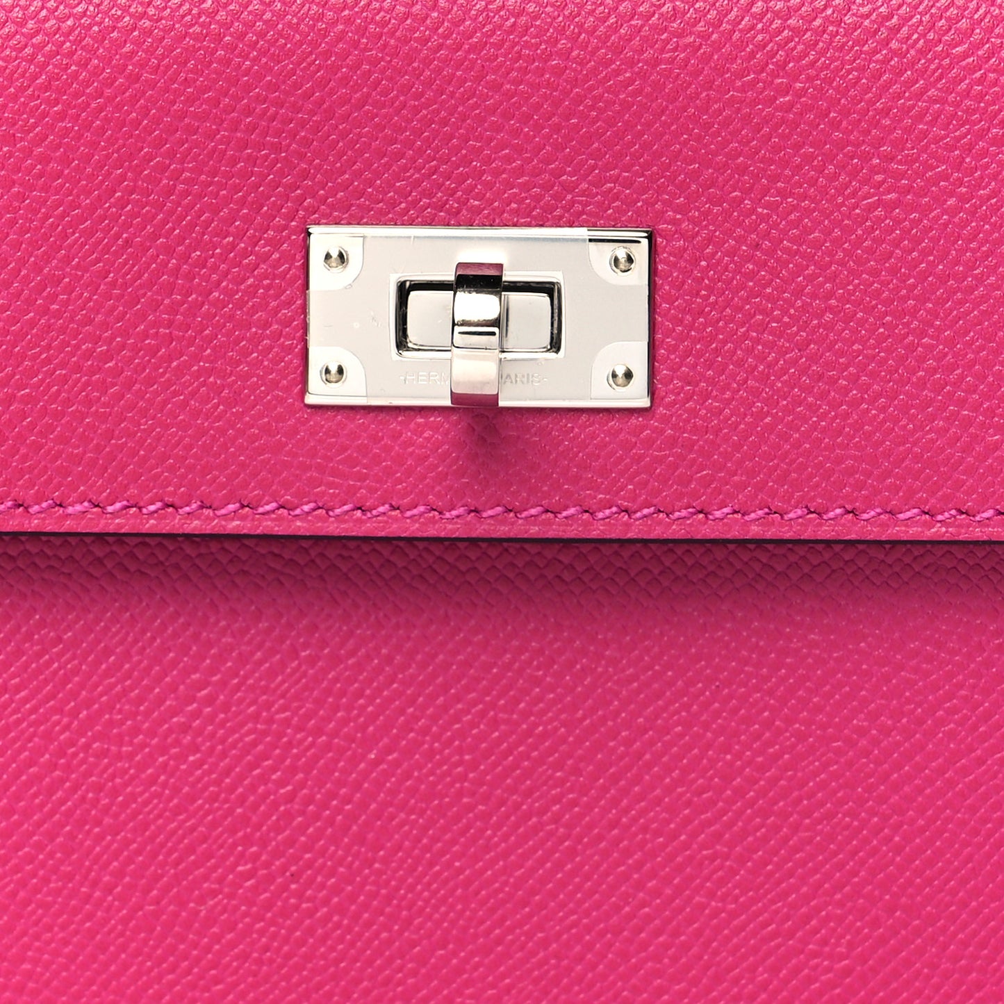 Madame Calfskin Kelly Pocket Compact Wallet Rose Pourpre