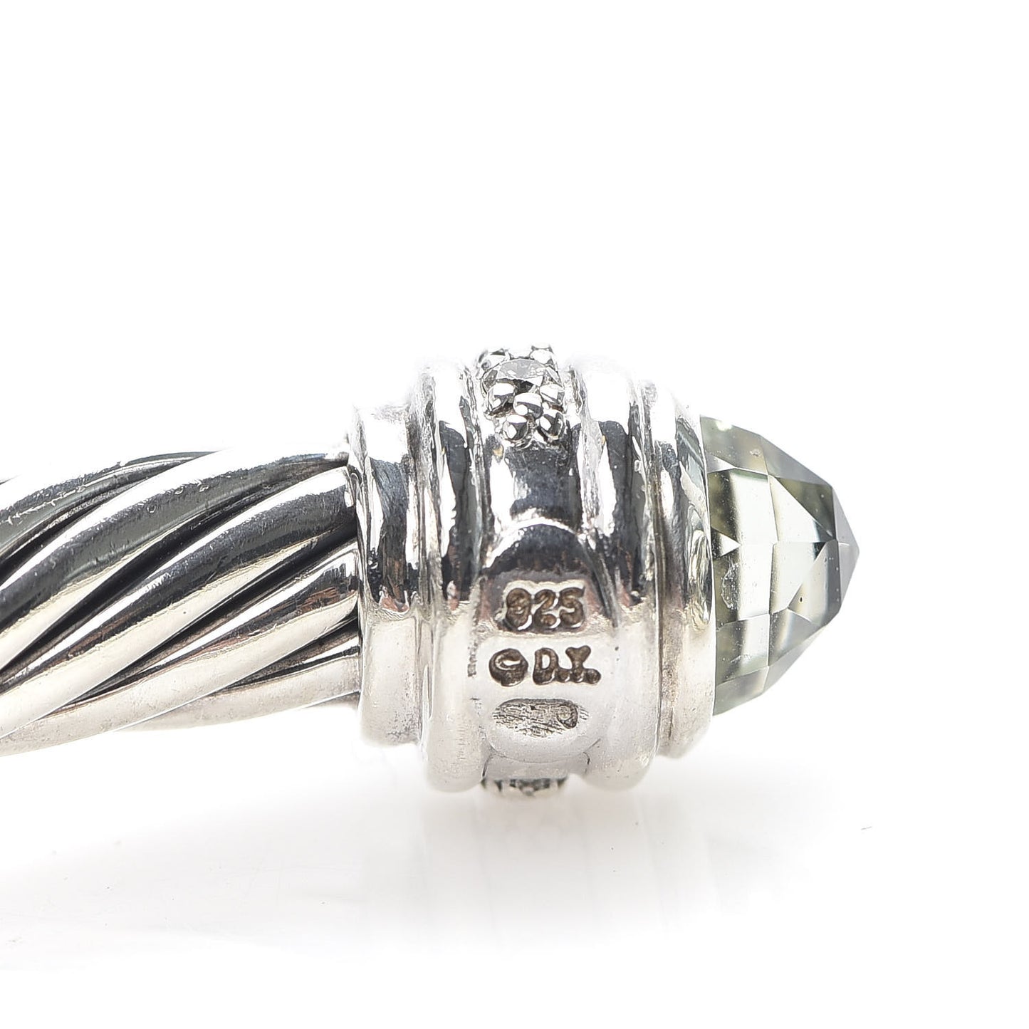 Sterling Silver Diamond Prasiolite 7mm Cable Classics Bracelet