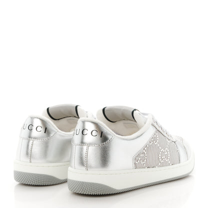 Gucci Metallic Nappa Silk Crystals Womens Screener Sneakers 36.5 Silver Light Grey 4 of 10