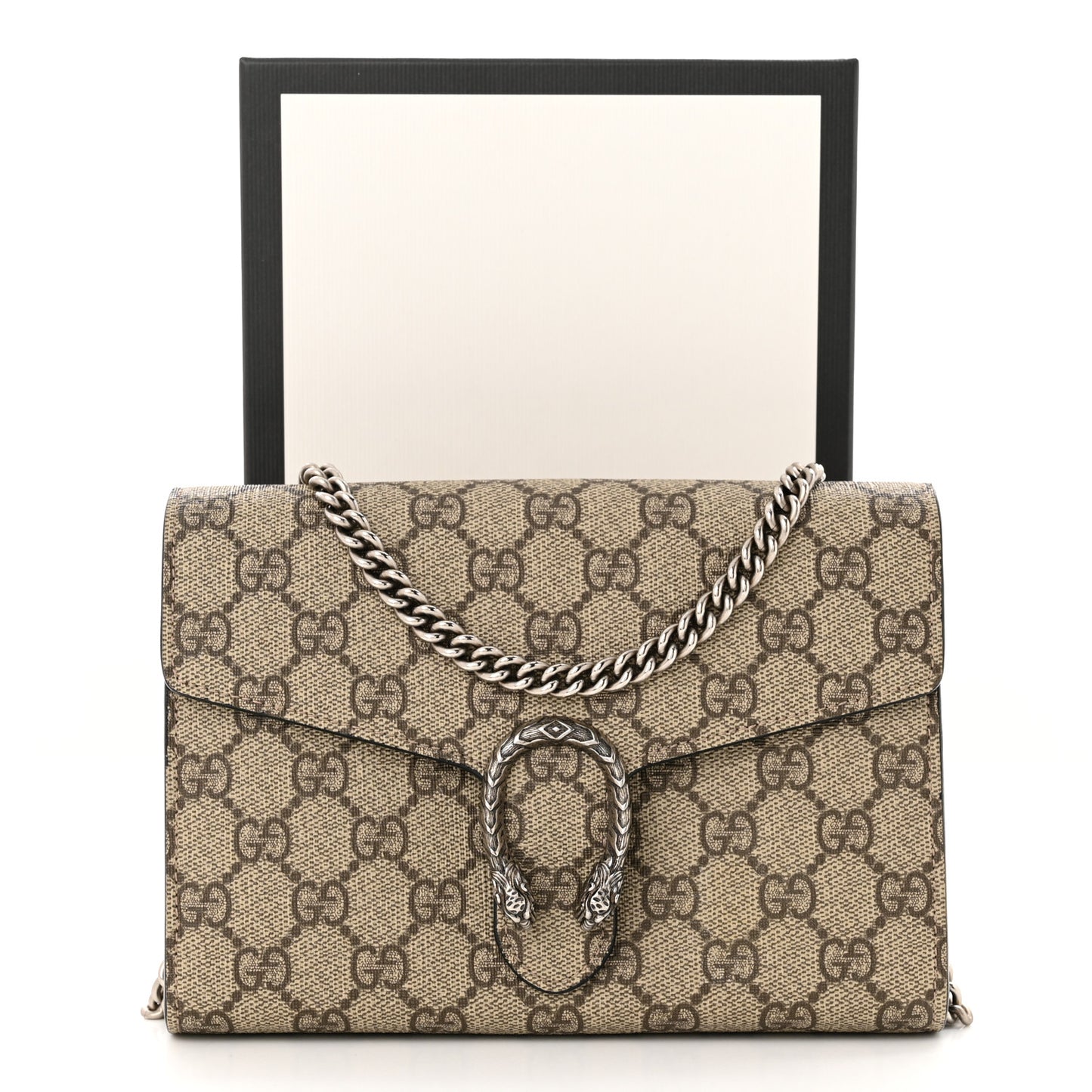 GG Supreme Monogram Mini Dionysus Chain Wallet Beige Black