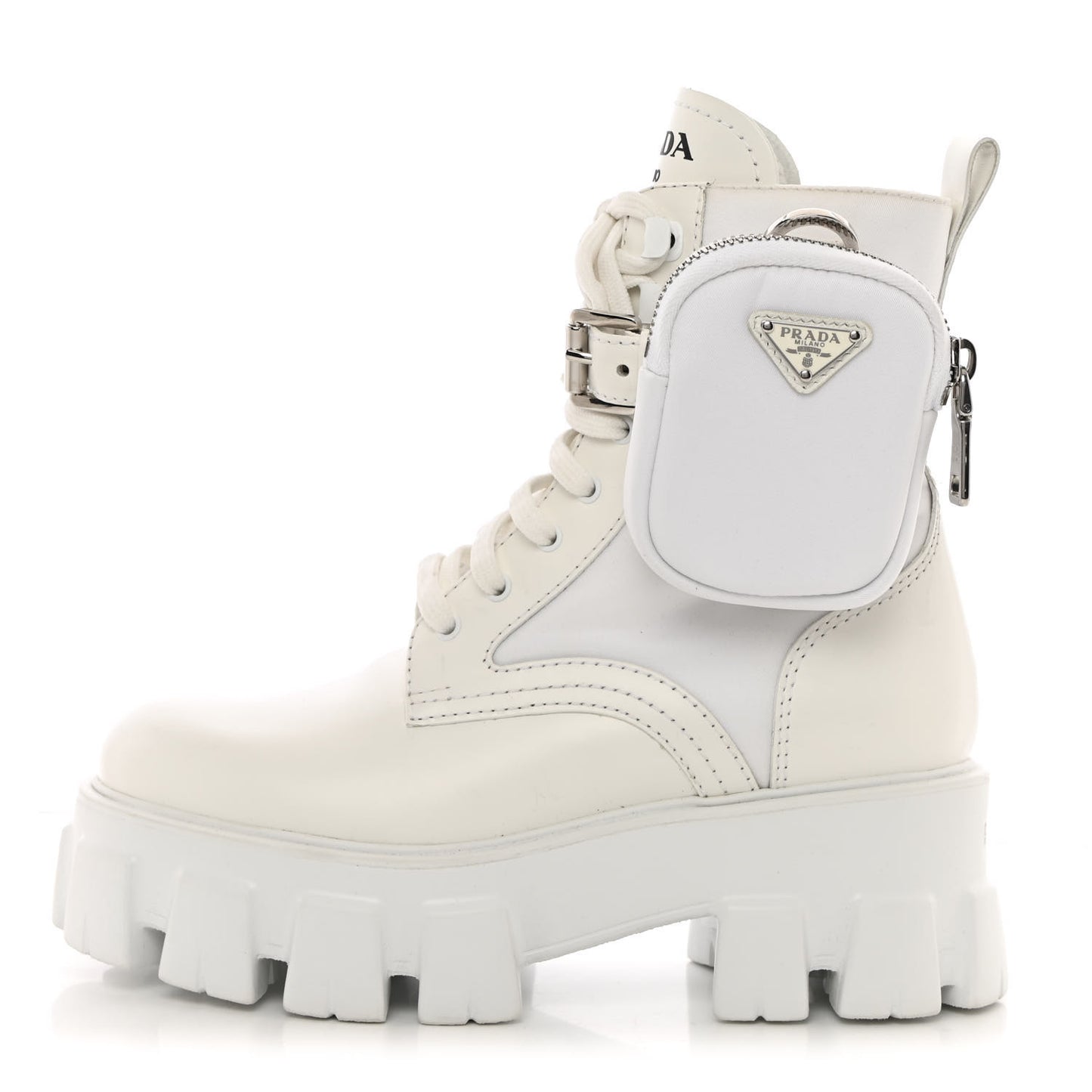 Spazzolato Rois Re-Nylon Metal Triangle Logo Monolith Pouch Pocket 55mm Boots 35 White