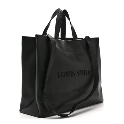 Louis Vuitton Calfskin Shopper Tote MM Black 3 of 9