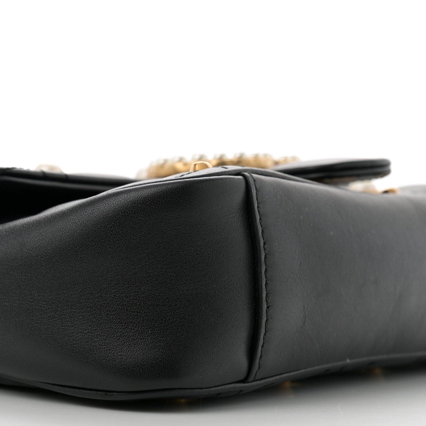 Calfskin Matelasse Studded Mini Pearly GG Marmont Shoulder Bag Black