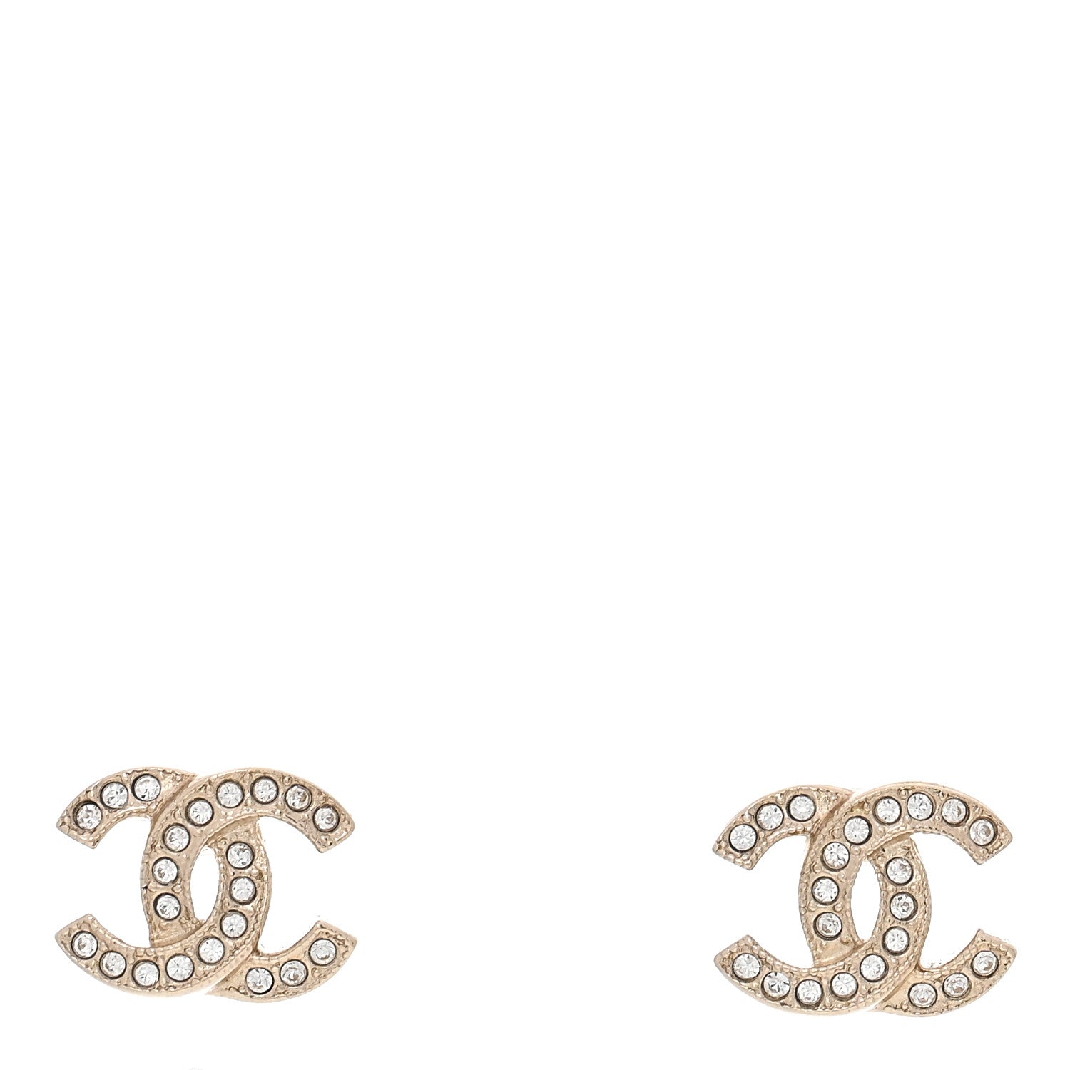 Chanel Metal Crystal CC Earrings Gold 1 of 5