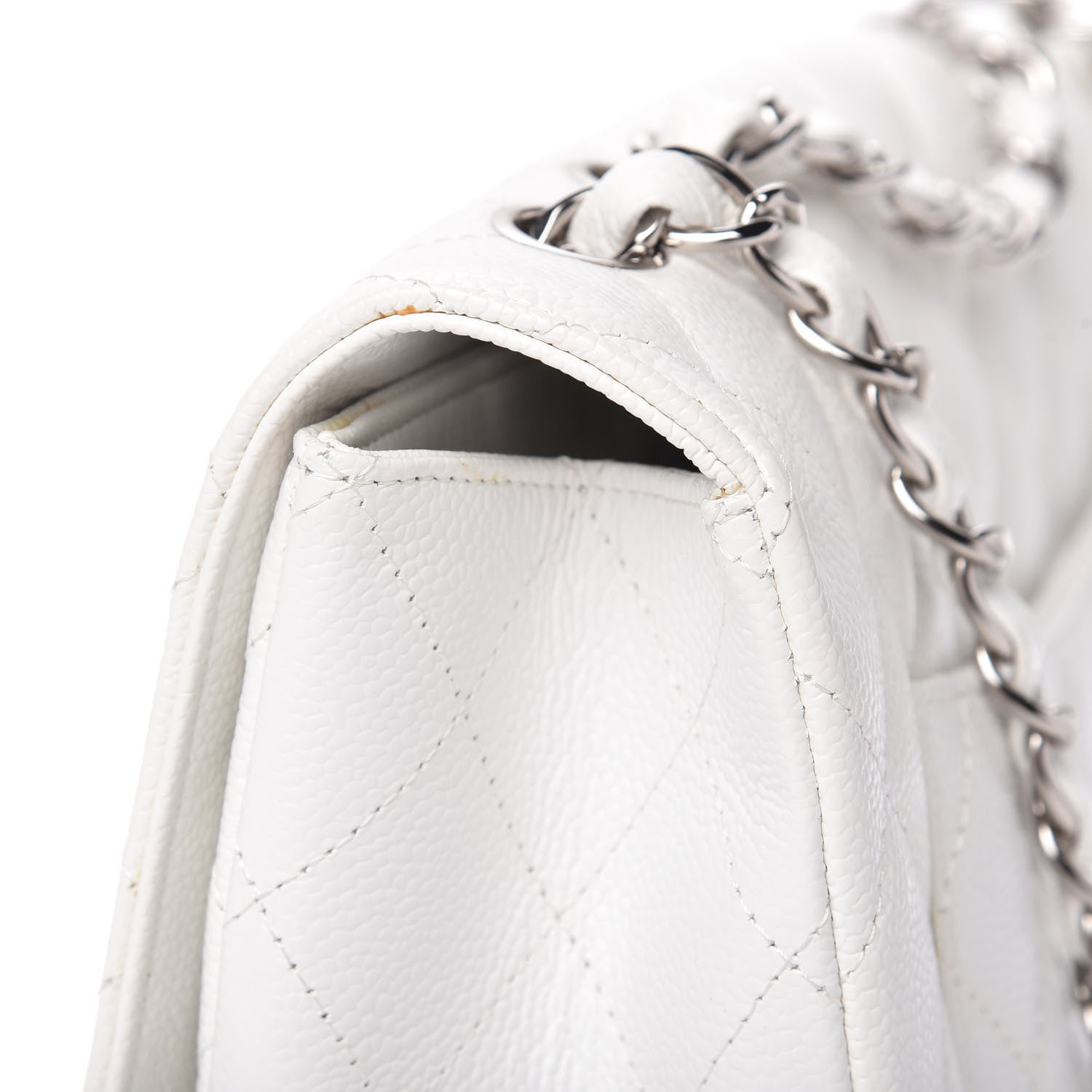 Chanel Caviar Quilted Jumbo Single Flap White 13 of 15