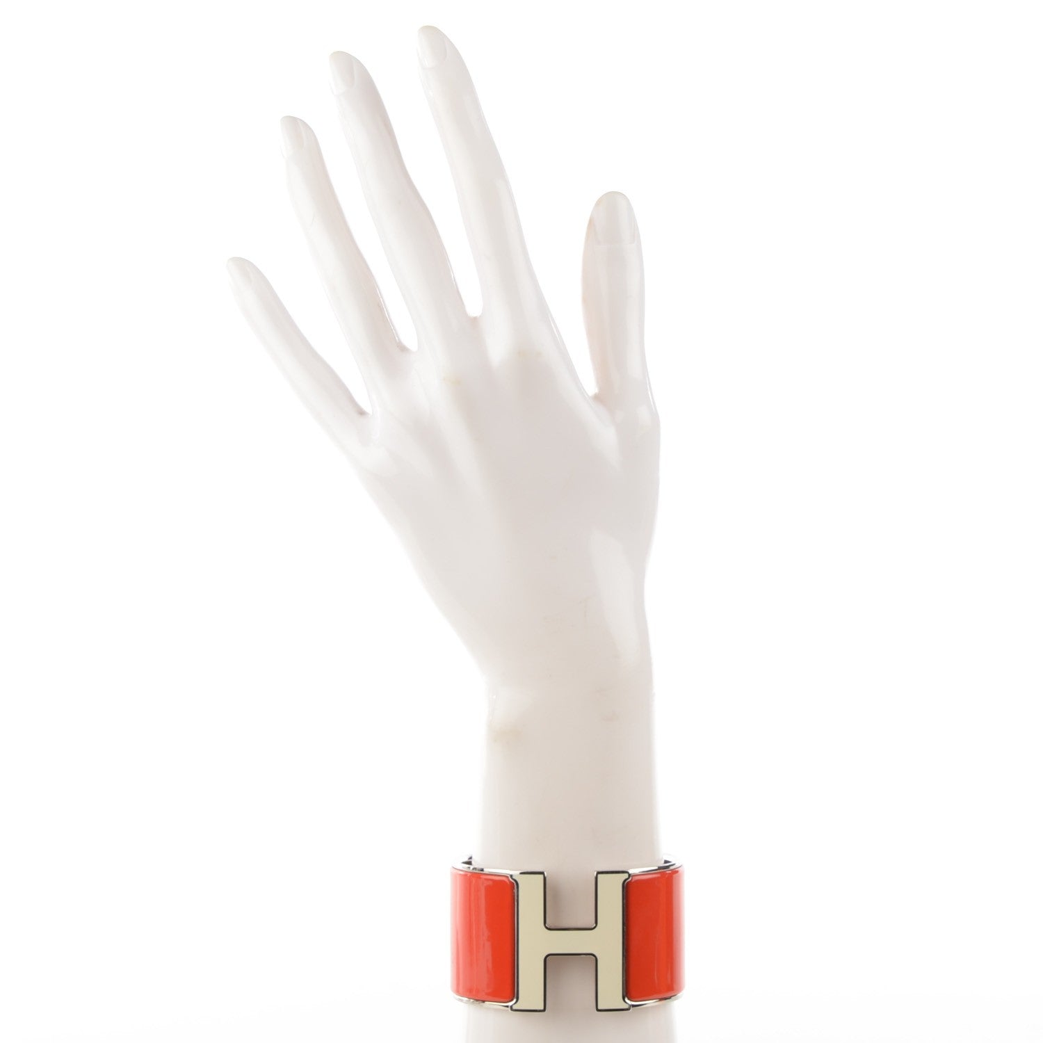 Hermes Enamel Extra Wide Clic Clac H Bracelet PM Orange Fruite 2 of 6