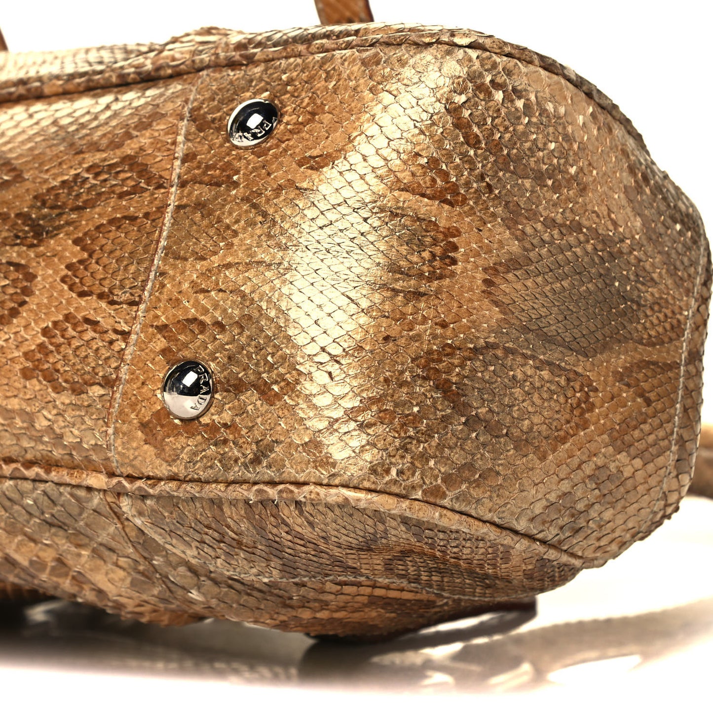 Metallic Python Frame Satchel Oro
