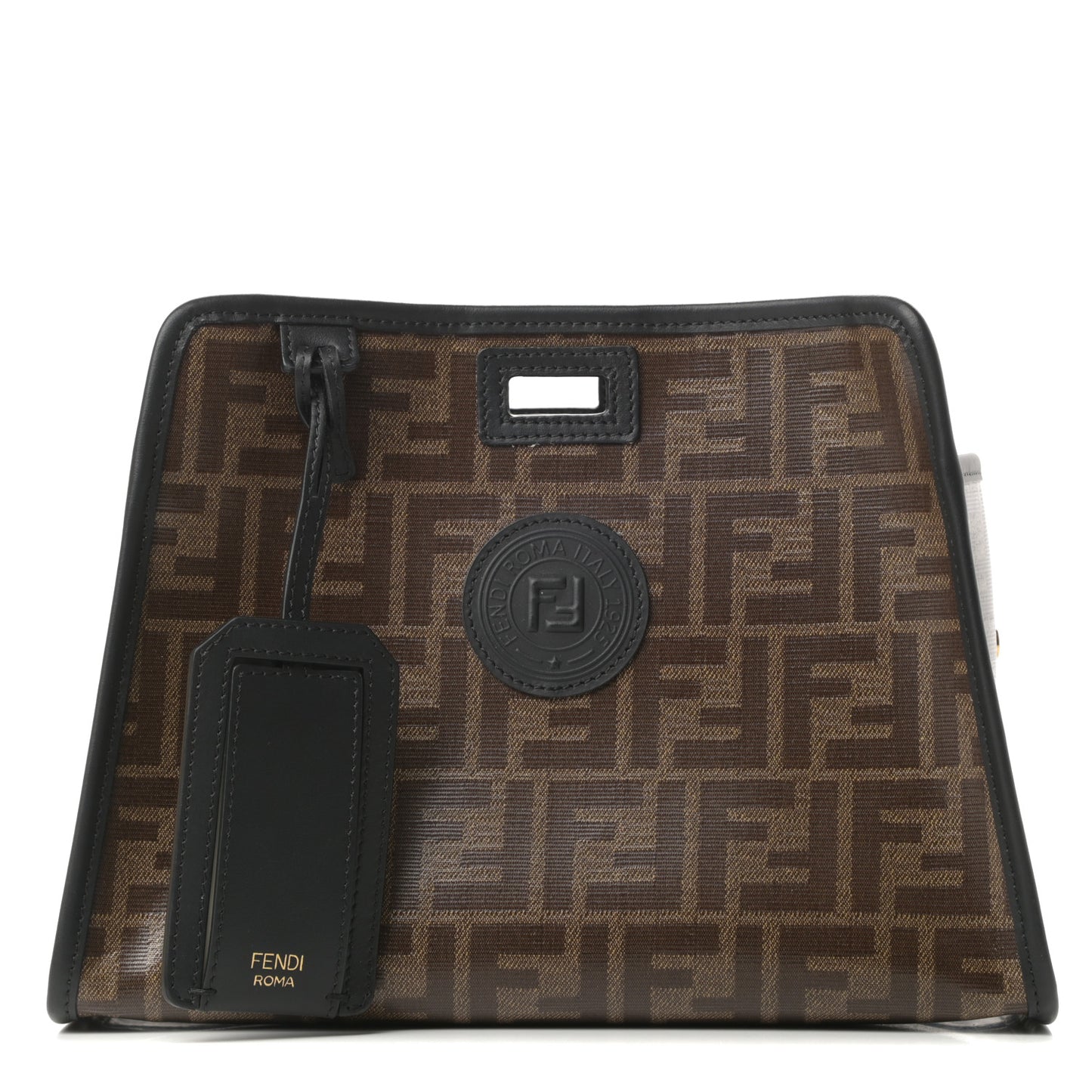 Glazed Fabric Vitello Century FF 1974 Stamp Patch Mini Peekaboo Defender Cover Mogano Panna Black