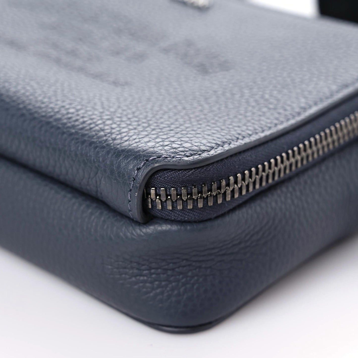 Grained Calfskin Double Zip Crossbody Pouch Blue