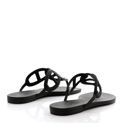 Hermes Rubber Womens Egerie Sandals 37 Black 4 of 8