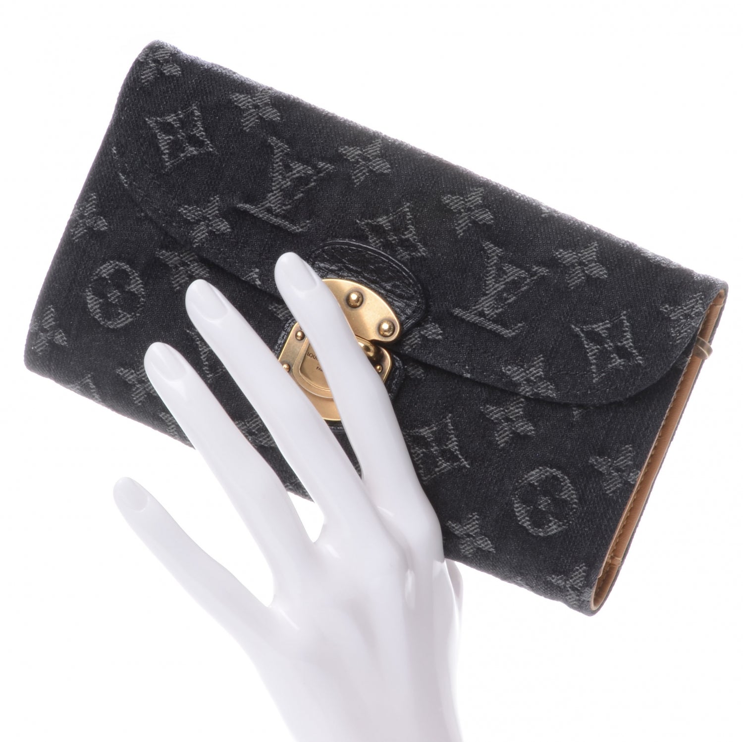 Louis Vuitton Denim Amelia Wallet Black 2 of 7