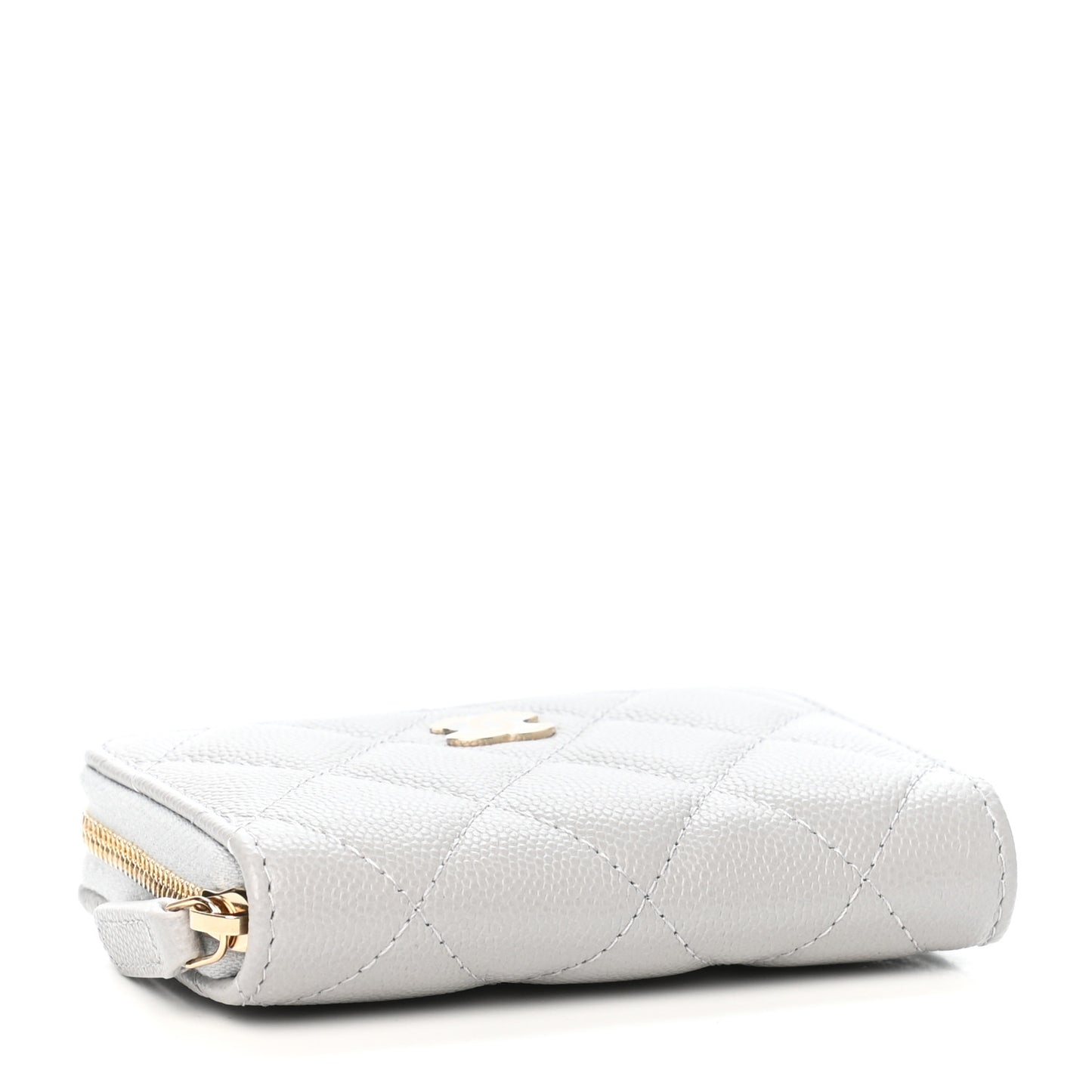 Caviar Quilted Zip Coin Purse Grey