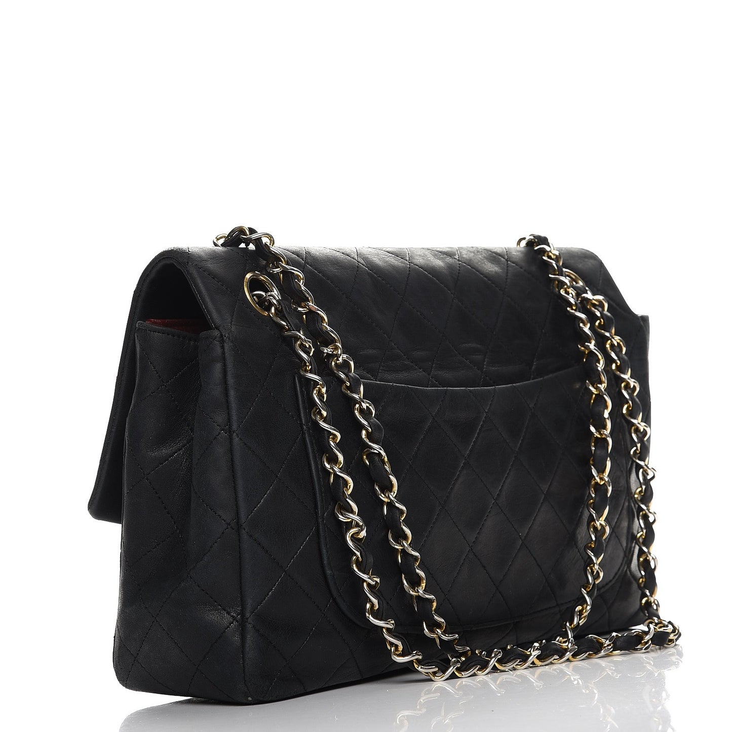 Lambskin Medium Single Flap Black