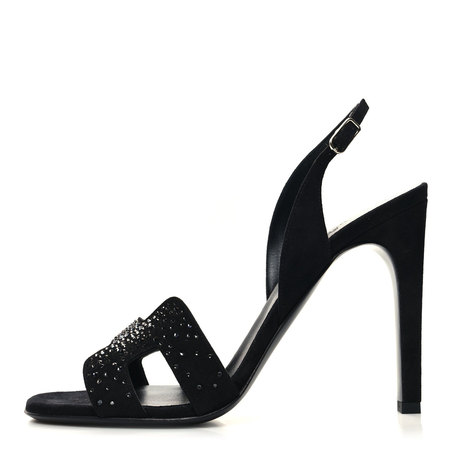 Suede Goatskin Crystal Ella 105 Sandal 39 Black
