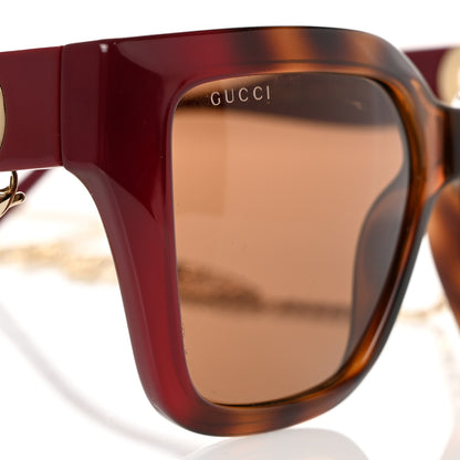 Gucci Acetate Square Frame Chain Sunglasses GG1023S Havana Pink 7 of 8